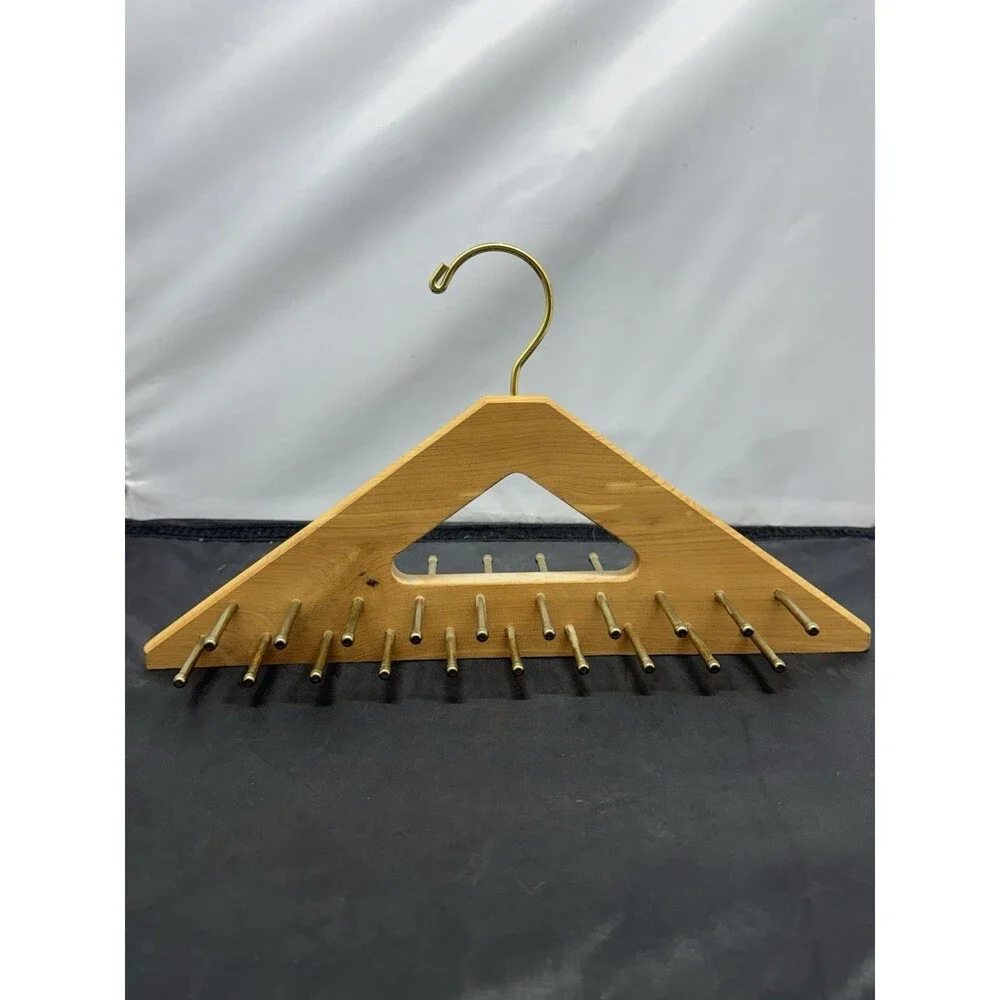 Woodlore Cedar Tie Belt Rack Hanger Wooden Closet Organizer Brass Hooks USA